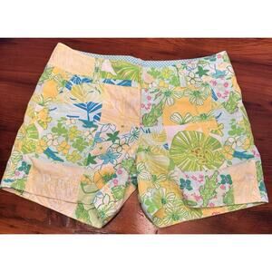 Lilly Pulitzer Patchwork Callahan Shorts Size 2 Alligator Frog Chino Cotton